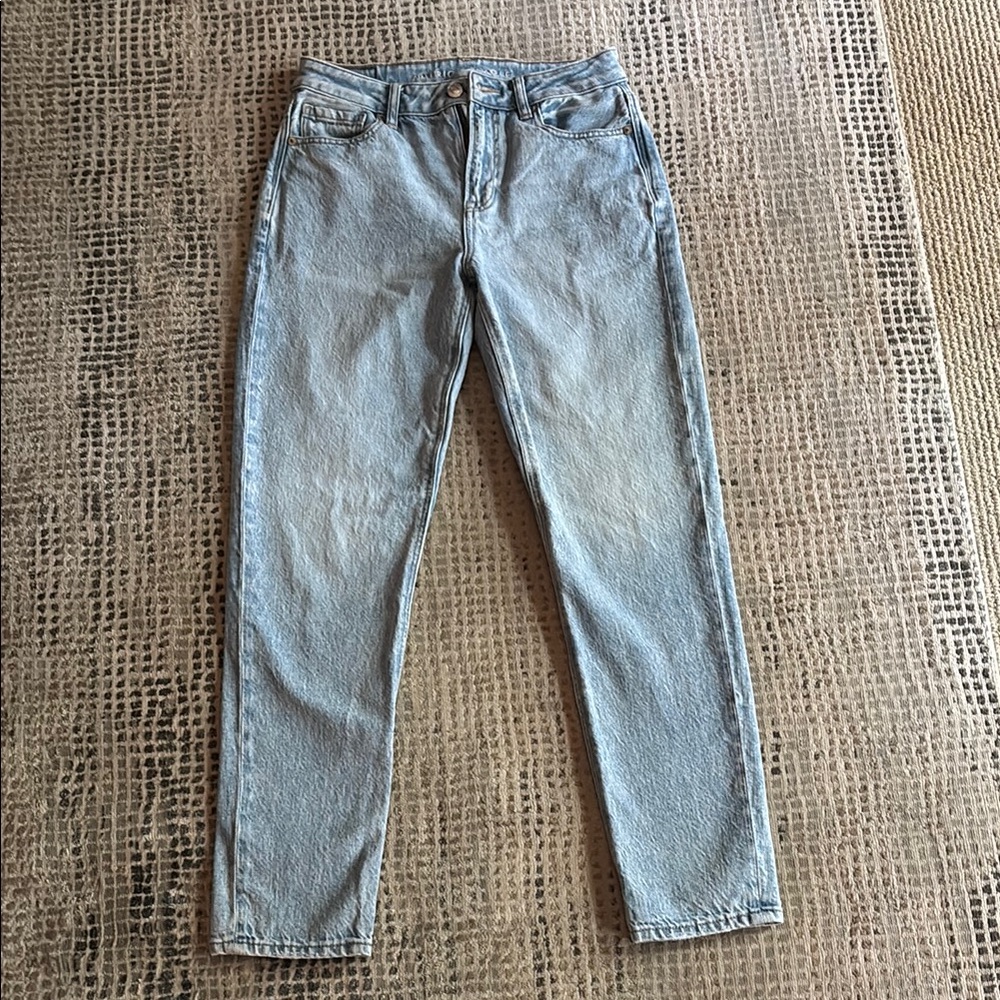 American Eagle Blue Straight Mom Jeans